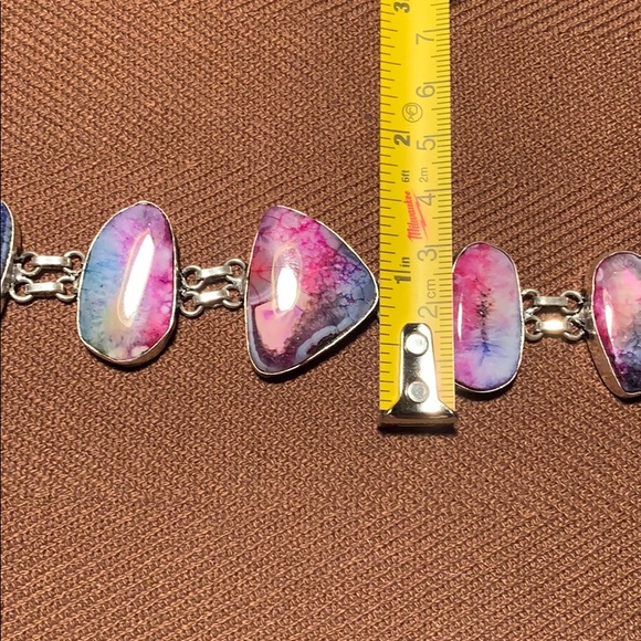 Sterling Silver handmade bracelet w/laced agate - Picture 8 of 8